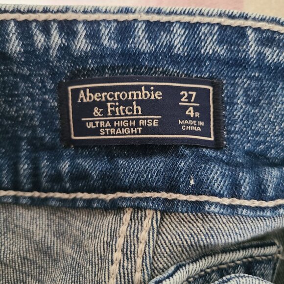 Abercrombie & Fitch US Women's Sz 4 Ultra High Rise Straight Leg Jeans Tie Waist - Picture 6 of 10
